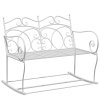 Outsunny Patio 2 Seater Rocking Bench Steel Garden Outdoor Garden Loveseat Chair w/ Decorative Backrest White