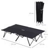 Outsunny Double Camping Bed Camping Cot Foldable Sunbed Outdoor Patio Sleeping Bed Super Light with Carry Bag (Black)