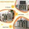 PawHut Dog Crate Furniture for Large Dog, Double Dog Cage for Small Dogs with Divider, Sliding Doors - Grey