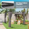 Outsunny 3 x 3(m) Pergola with Retractable Roof Canopy and Curtains, Metal Frame Garden Gazebo Outdoor Sun Shade Shelter for Grill, Patio, Deck, Light Grey