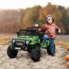 AIYAPLAY Kids Ride On Car, 12V Battery Powered Electric Truck with 4 Spring Suspension Wheels, Parental Remote Control, Music Horn LED Lights, Green