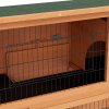 PawHut Rabbit Hutch Guinea Pig Hutch Wooden with No-Leak Tray, Asphalt Roof, Antiseptic Wood Outdoor for 1-2 Rabbits 120 x 50 x 92cm - Orange