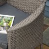 Outsunny 4 Pieces Outdoor PE Rattan Dining Chairs Set with Cushion, Garden Armchair with Armrests, High Backrest, Metal Frame Patio Wicker Furniture, Grey