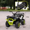 AIYAPLAY 12V Kids Electric Ride on ATV, Battery Powered Quad Bike with 4 Suspension Wheels, Forward Reverse Function, Headlights, Music, Storage Basket, for Ages 3-5 Years, Green
