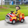 AIYAPLAY Ride on Fire Truck, 12V Kids Electric Car with Sirens, Flashing Lights, Firefighting Tools, Music, Horn, Slow Start, Gift for Boys and Girls, Red