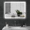 HOMCOM Bathroom Mirror with LED Lights, Illuminated Makeup Mirror with 3 Colours, Defogging Film and Memory Function, Hardwired, Horizontal or Vertical, 90 x 70cm