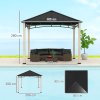 Outsunny 3 x 3(m) Hardtop Gazebo Canopy with Galvanised Metal Roof, Garden Gazebo Permanent Pavilion with Wood Grain Strong Columns and Top Hook for Patio, Deck