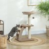 PawHut Cat Tree for Indoor Cats, 88cm Cat Tower with Sisal Scratching Post, Hanging Ball, Large Cat Perch, Stairs, Cat Activity Centre for Kitten, Brown