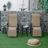 Outdoor Reclining Garden Chair Set of 2, 10-Position Adjustable Folding Sun Lounger Zero Gravity Chairs with Texteline Seat, Armrests and Footrest for Patio, Beige