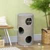 PawHut Cat Barrel Kitten Tree Tower for Indoor Cats, Cat Climbing Frame, Covered in Sisal, Cosy Platform - Light Grey