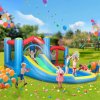 AIYAPLAY Bouncy Castle, Inflatable Bounce House with 550W Blower, Basketball Hoop, Long Slide, Dart Board, Carrying Bag, for Party, Park, Ages 3-8, 385 x 290 x 180 cm