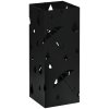 HOMCOM Steel Umbrella Stand, Square Umbrella Holder with 4 Hooks and Removable Drip Tray, Hollowed Umbrella Basket for Hallway