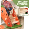 AIYAPLAY Kids Slide, 3 in 1 Foldable Toddler Slide with Basketball Hoop, Climber, Carrot-themed Indoor Slide for 1-3 Years Old, Orange