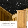 Outsunny Small Shed, Wooden Garden Storage Shed, 3 Shelves Outdoor Tool Shed Cabinet with Asphalt Roof and Shutter Doors, 87cm x 47cm x 160cm, Natural Wood Finish