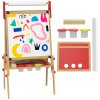 AIYAPLAY Kids Easel, 3 in 1 Art Easel Double Sided Height Adjustable with Paper Roll, Whiteboard, Chalkboard, Painting Accessories, Natural Wood Finish