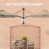 Outsunny 3 M Wall Mounted Garden Parasol Umbrella with Rotate, Outdoor Market Umbrella Sun Shade Canopy with 8 Ribs, Khaki