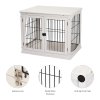 PawHut Dog Crate Furniture, Puppy Crate End Table, Pet Kennel House with 2 Doors for Medium and Small Dogs, 81 x 58.5 x 66 cm, White