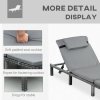 Outsunny Rattan Sun Lounger, 5-Level Adjustable Garden Lounger Recliner with Cushion and Headrest, Outdoor Reclining Sunbed, Steel Frame Garden Chair for Patio, Beach, Terrace, Dark Grey