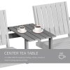 Outsunny 2-Seater Wooden Garden Bench, Antique Loveseat Chair with Table & Parasol Hole, Outdoor Bench for Porch, Patio, Grey