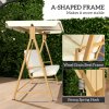 Outsunny 3 Seater Garden Swing Seat with UPF30+ Adjustable Canopy, Swing Chair with Cushion, Outdoor Hammock Bench for Balcony Patio, Beige