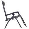 Outsunny Folding Zero Gravity Chairs, 3 Pieces Adjustable Sun Lounger and Table Set with Cup Holder and Headrest, Patio Bistro Set with Reclining Garden Chairs for Outdoor, Dark Grey