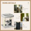 PawHut Small Cat Tree for Indoor Cats, Cat Scratching Post with Bed, Self Groomer, Toy - Grey