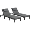 Outsunny Rattan Sun Lounger Set of 2, 5-Level Adjustable Garden Lounger Recliner with Cushion and Headrest, Outdoor Reclining Sunbed, Steel Frame Garden Chair for Patio, Beach, Terrace, Dark Grey