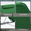 Outsunny Set of 2 Foldable Garden Beach Chair Mat Lightweight Outdoor Sun Lounger Seats Adjustable Back Metal Frame PE Fabric Head Pillow w/ Carry Bag, Green