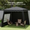 Outsunny 2.4 x 2.4m Pop Up Gazebo Canopy Tent with 2 Sidewalls and Carry Bag, Height Adjustable, UV50+ Party Tent Event Shelter for Garden, Patio, Black
