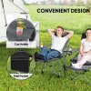 Outsunny Set of 2 Reclining Folding Camping Chair w/ Detachable Footrest, Storage Bag, Cup Holder & Headrest, Lightweight Portable Camp Chair for Beach, Picnic, Grey and Black