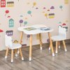 HOMCOM Kids Table and Chair Set, 3-Piece Childrens Table and Chair Set with 2 Bear-Shaped Chairs, for Playroom, Nursery, Living Room, White