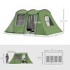 Outsunny 4 Man Tunnel Tent, Family Camping Tent with Porch, Bedroom and Living Area, Sewn in Groundsheet, 3000mm Waterproof, Portable with Bag for Hiking, Festival, Backpacking, Green