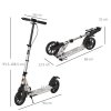 HOMCOM Adult Teens Kick Scooter Foldable Height Adjustable Aluminium Ride On Toy for 14+ w/ Rear Wheel & Hand Brake, 200mm Big Wheels, Shock Mitigation System - Silver