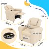 HOMCOM Kids Recliner, PU Leather Kids Armchair, Child Chair, Toddler Armchair with Adjustable Backrest, Footrest, Padded Headrest, Cup Holder, Beige