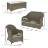 Outsunny 4 Pieces Outdoor PE Rattan Garden Furniture with Cushions, Patio Special Hand Weave Wicker Conservatory Sofa Set with Glass Top Coffee Table, Light Grey