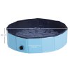 PawHut Foldable Dog Paddling Pool Pet Cat Swimming Pool Indoor/Outdoor Collapsible Summer Bathing Tub Shower Tub Puppy Washer (80 x 20H cm, Blue)
