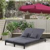 Outsunny Double Rattan Sun Lounger, Garden Daybed with 5-Level Adjustable Backrest, Outdoor Lounge Sunbed with Cushion and Pillows, 2 Seater Wicker Patio Furniture, Black