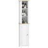 kleankin Slim Bathroom Storage Unit with Open Compartment, Bathroom Storage Cabinet with Adjustable Shelf, 34 x 23 x 165 cm, White
