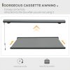 Outsunny 3x2.5m LED Light Full Cassette Case Electric/Manual Awning Door Window Sun Shade Patio Canopy Retractable w/ Remote Grey