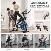 SPORTNOW Indoor Exercise Bike, Stationary Bike, Cycling Machine with Adjustable Seat and Resistance, Heart Rate Sensor, for Home Gym Workout, 8kg Flywheel, Blue