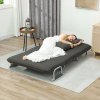 HOMCOM 2 Seater Sofa Bed, Click Clack Convertible Bed Settee, Modern Velvet Feel Fabric Sofa with 2 Cushions for Living Room, Bedroom, Guest Room, Charcoal Grey