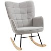HOMCOM Wingback Rocking Chair for Nursing, Berber Fleece Nursery Glider Rocker, Modern Armchair for Living Room, Light Grey