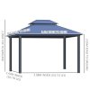 Outsunny 3 x 3.6(m) Polycarbonate Hardtop Gazebo Canopy with Double-Tier Roof and Aluminium Frame, Garden Pavilion with Mosquito Netting and Curtains