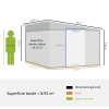 Outsunny 11.3 x 9.2ft Lean to Metal Garden Shed, Outdoor Galvanised Tool Storage House with Double Sliding Doors and 2 Air Vents, Black