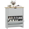 HOMCOM Narrow Shoe Cabinet, Space Saving Shoe Storage Cabinet with 2 Flip Drawers and Adjustable Shelves for 6-12 Pairs of Shoes for Hallways and Living Room, Light Grey