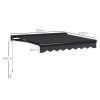 Outsunny 3 x 2.5m Electric Awning with LED Light and Remote Controller, Aluminium Frame Retractable Awning Half Cassette Sun Canopies for Garden Patio Deck Door Window