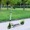 HOMCOM Folding Kick Scooter, Adjustable Ride On Scooter with 200mm Big Wheels and Double Shock Absorption, Urban Scooter for 14+ Teens Adult, Green