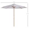 Outsunny 3(m) Garden Parasol, Pulley Operated Patio Umbrella, Wooden Parasol, Table Market Umbrella with Rope Pulley Mechanism and 8 Ribs, White