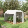 Outsunny 3 x 2 m Polytunnel Greenhouse with Zipped Roll-up Door and Mesh Windows, Walk-in Greenhouse with PE Cover and Galvanised Steel Frame, White