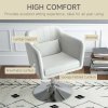 HOMCOM Swivel Linen Fabric Accent Chair for Living Room Contemporary Vanity Armchair with Adjustable Height Thick Cushion Lumbar Support Armrest for Bedroom Office Cream White